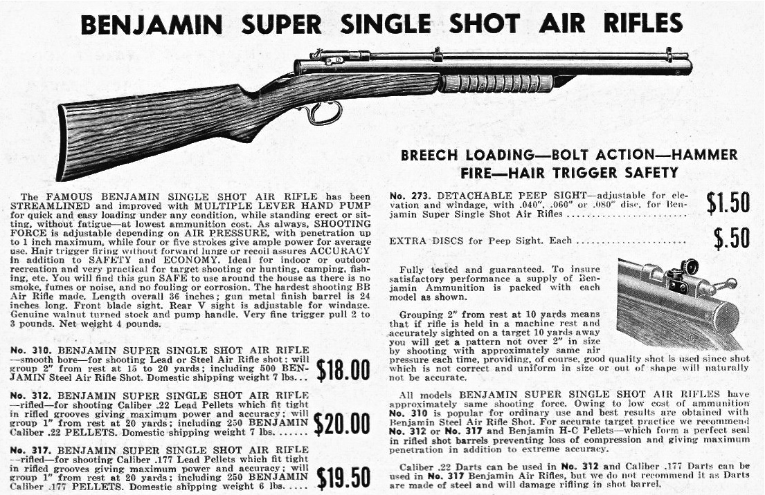 benjamin franklin air rifle model 312 parts